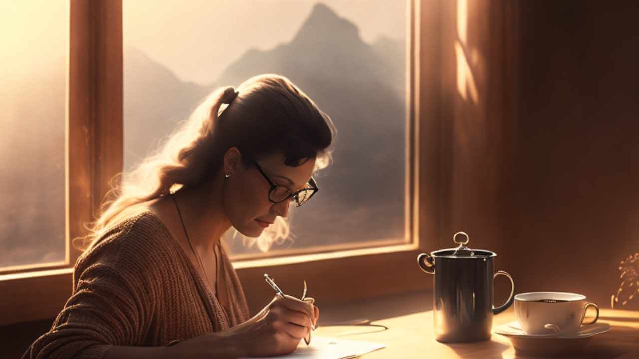 young lady writing in a sleep diary
